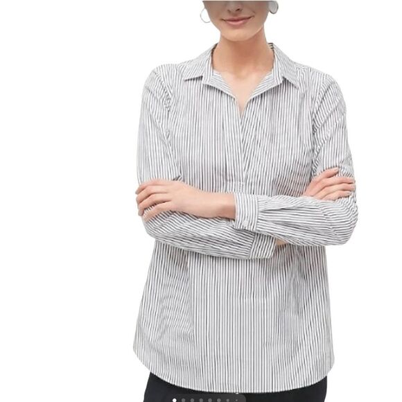 JCREW Long Sleeve Black/White Striped Cotton Pop-Over Tunic EUC - Picture 1 of 15